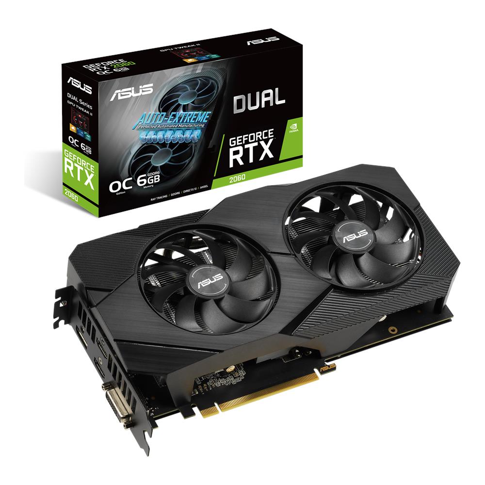 VGA RTX2060 6GB GDDR6 192bit PCIe ASUS DUAL-RTX2060-6G-EVO videokártya fotó, illusztráció : 90YV0CH4-M0NA00