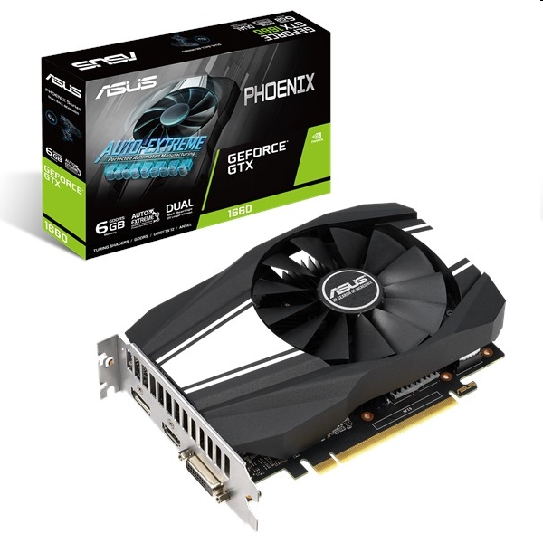 VGA GTX1660 192bit PCIe ASUS PH-GTX1660-6G nVidia 6GB GDDR5 videokártya fotó, illusztráció : 90YV0CU1-M0NA00