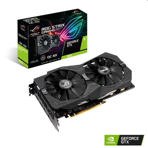 VGA GTX1650 128bit PCIe 4GB GDDR5 ASUS ROG STRIX GTX1650 O4G GAMING nVidia vide fotó, illusztráció : 90YV0CX1-M0NA00