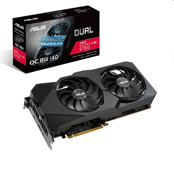VGA RX5700 256bit PCI-E ASUS DUAL-RX5700-O8G-EVO AMD 8GB GDDR6 videokártya fotó, illusztráció : 90YV0DC1-M0NA00