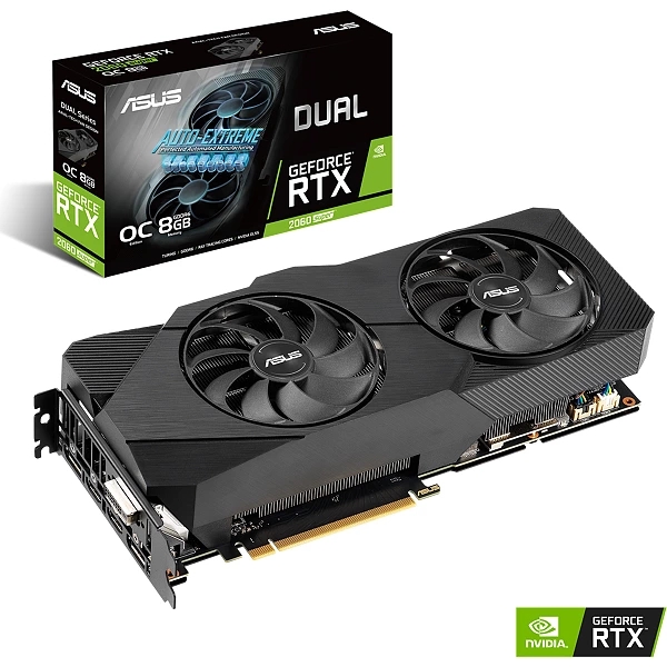 VGA RTX2060 2562bit PCIe ASUS DUAL-RTX2060S-O8G-EVO nVidia 8GB GDDR6 videokárty fotó, illusztráció : 90YV0DF0-M0NA00