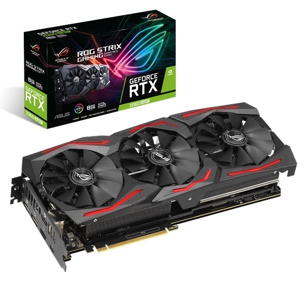 VGA RTX2060 256bit PCIe ASUS ROG-STRIX-RTX2060S-8G-GAMING nVidia 8GB GDDR6 vide fotó, illusztráció : 90YV0DG2-M0NA00