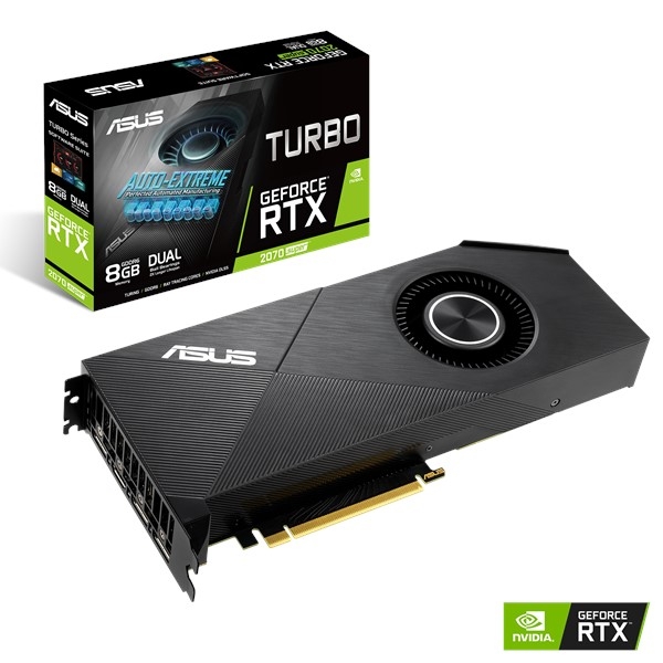 VGA RTX2070 256bit PCIe ASUS TURBO-RTX2070S-8G-EVO nVidia 8GB GDDR6 videokártya fotó, illusztráció : 90YV0DK1-M0NA00