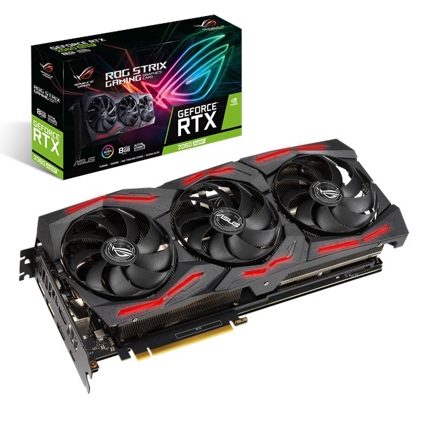 VGA RTX2060 256bit PCIe ASUS ROG-STRIX-RTX2060S-8G-EVO-GAMING nVidia 8GB GDDR6 fotó, illusztráció : 90YV0DQ2-M0NA00
