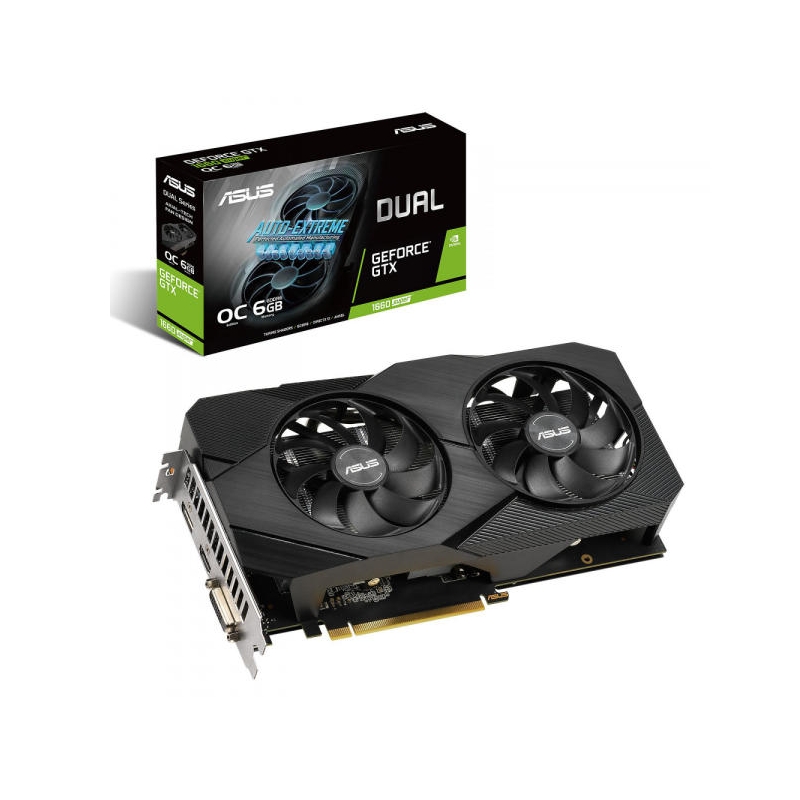 VGA GTX1660 192bit PCIe ASUS DUAL-GTX1660S-O6G-EVO nVidia 6GB GDDR6 videókártya fotó, illusztráció : 90YV0DS3-M0NA00