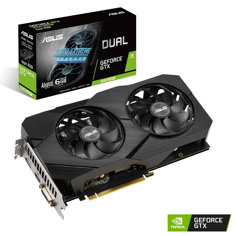 VGA GTX1660 192bit PCIe ASUS DUAL-GTX1660S-A6G-EVO nVidia 6GB GDDR6 videókártya fotó, illusztráció : 90YV0DS4-M0NA00