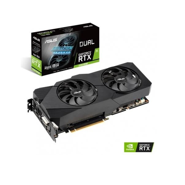 VGA RTX2060 2562bit PCIe ASUS DUAL-RTX2060S-A8G-EVO-V2 nVidia 8GB GDDR6 videoká fotó, illusztráció : 90YV0DZ1-M0NA00