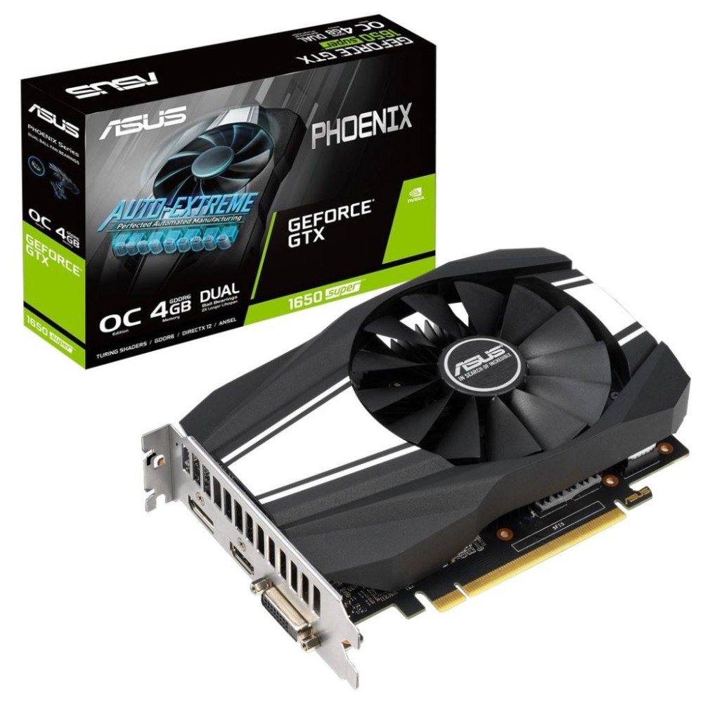 VGA GTX1650 128bit PCIe ASUS PH-GTX1650S-O4G nVidia 4GB GDDR6 videokártya fotó, illusztráció : 90YV0E40-M0NA00