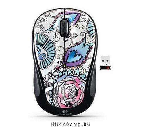 M325 wless Floral Foray fehér-fekete notebook egér 36 hónap fotó, illusztráció : 910-003025