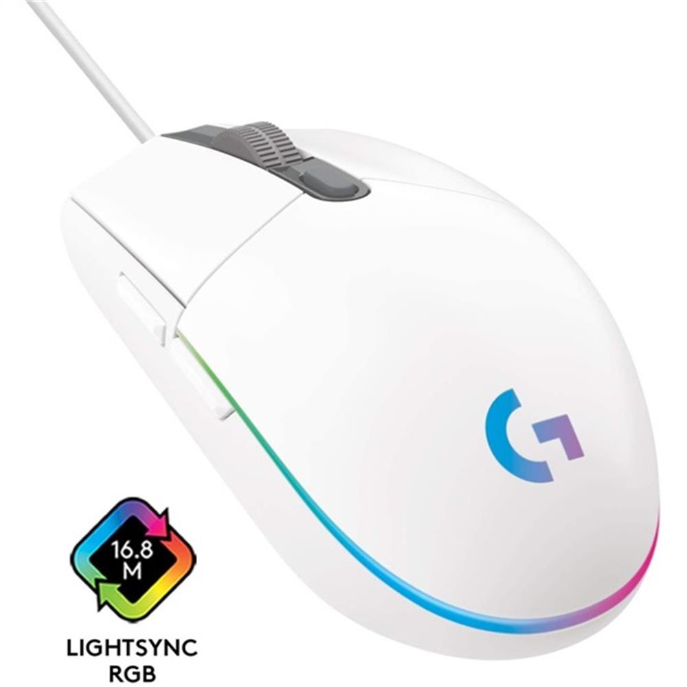 Gamer egér USB Logitech G203 Lightsync fehér fotó, illusztráció : 910-005797