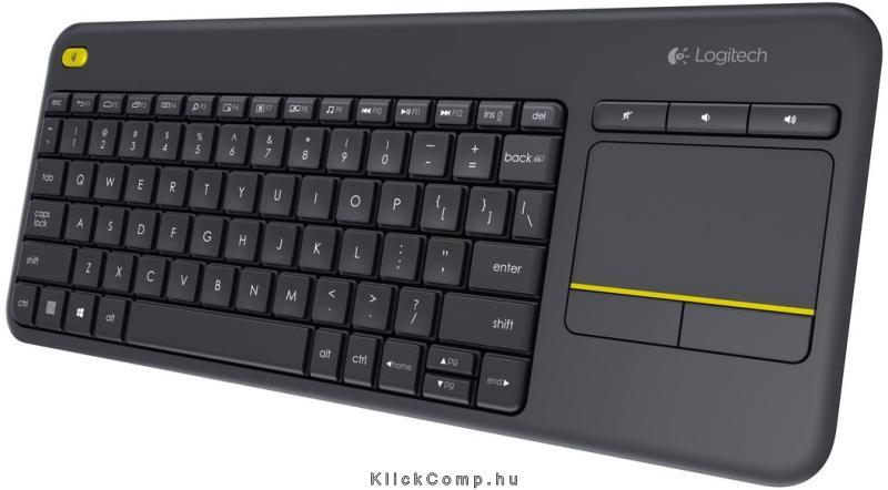 Vezetéknélküli billentyűzet + Touchpad Logitech K400 Plus fekete HU fotó, illusztráció : 920-007157