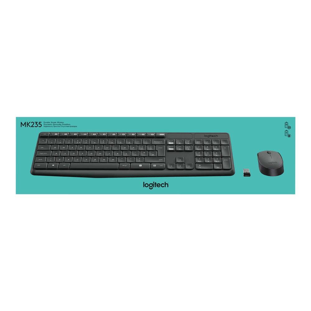 Vezetéknélküli billentyűzet + egér Logitech MK235 Combo fekete US fotó, illusztráció : 920-007931