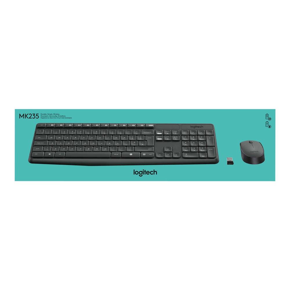 Vezetéknélküli billentyűzet + egér Logitech MK235 Combo fekete US fotó, illusztráció : 920-007931