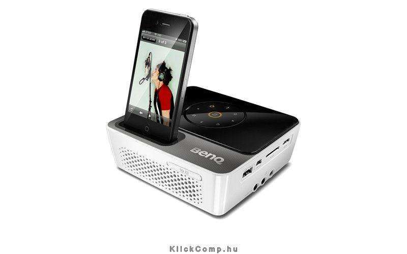 GP3 WXGA mini LED projektor DLP, 300 AL, 40 @1m, 30.000h, 2GB, HDMI,SD,USB disp fotó, illusztráció : 9H.J8H77.39E