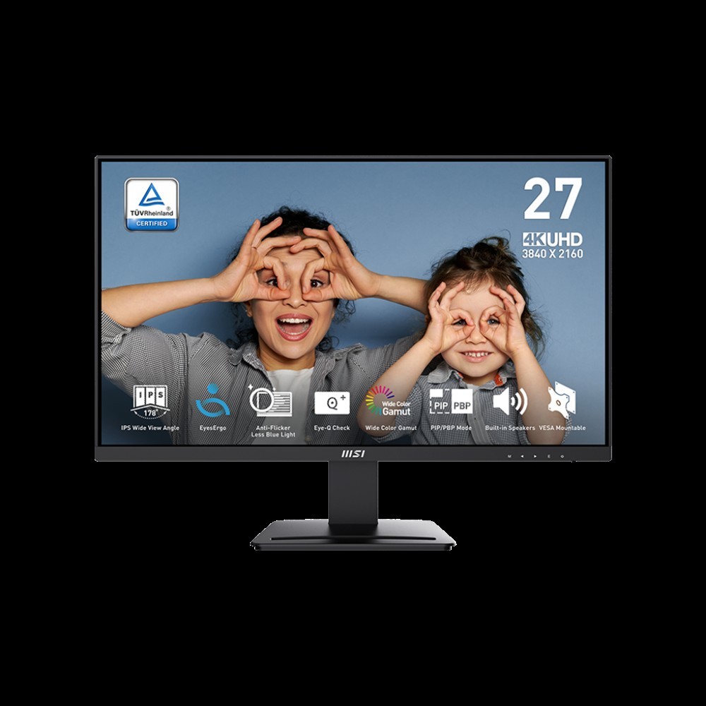 Monitor 27  UHD 3840x2160 IPS 4ms 300cd 2x HDMI DP MSI Business PRO MP273U fotó, illusztráció : 9S6-3PB4CH-246