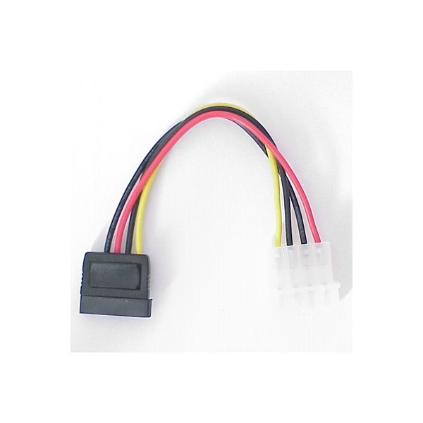 Kábel IDE - SATA tápátalakító, Molex 4pin Apa (M) > SATA Anya (F) 15cm - Már ne fotó, illusztráció : ACPC-001