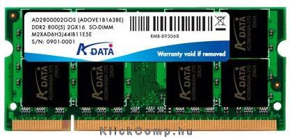2GB notebook memória DDR2 800MHz ADATA fotó, illusztráció : AD2S800B2G6-R