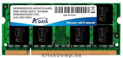 2GB notebook memória DDR2 800MHz ADATA fotó, illusztráció : AD2S800B2G6-R