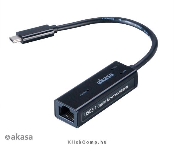 USB3.1C - LAN 10/100/1000Mb/s - 15cm - Akasa AK-CBCA07-15BK fotó, illusztráció : AK-CBCA07-15BK