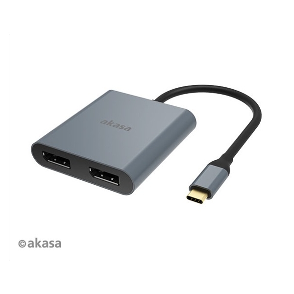 USB Type-C átalakító 2 x Displayport MST 18cm Akasa fotó, illusztráció : AK-CBCA18-18BK