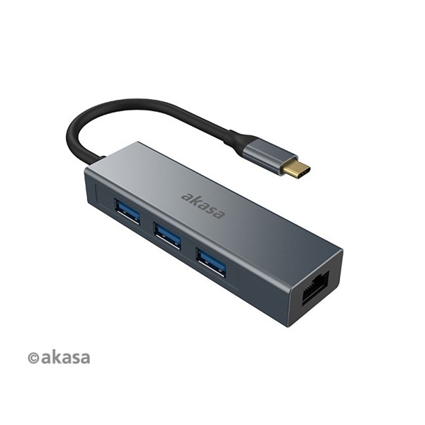 USB Type-C átalakító 3 x USB Type-A + Ethernet port 18cm Akasa fotó, illusztráció : AK-CBCA20-18BK