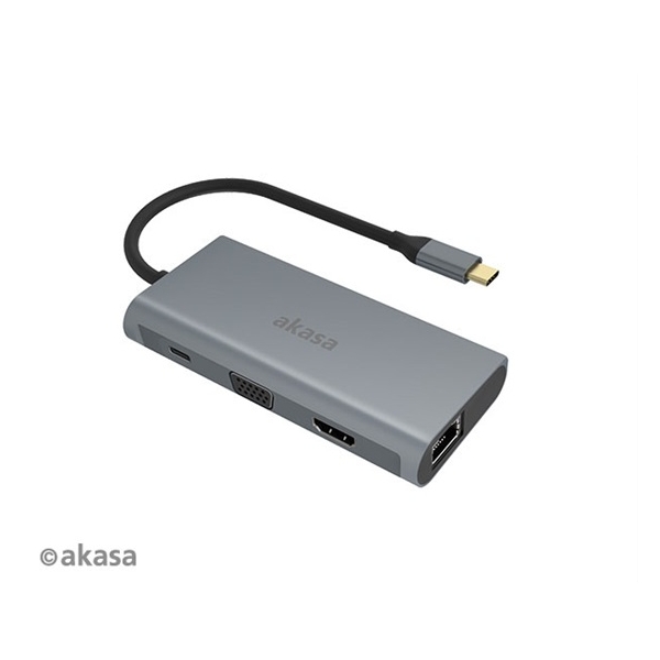 Dock station Type-C Akasa USB Type-C 9in1 dock fotó, illusztráció : AK-CBCA21-18BK