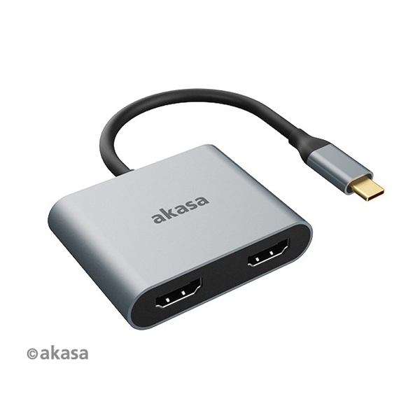 USB Type-C to Dual HDMI MST Adapter Akasa fotó, illusztráció : AK-CBCA26-18BK