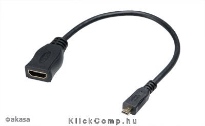 HDMI - microHDMI - 25cm - Akasa AK-CBHD09-25BK fotó, illusztráció : AK-CBHD09-25BK