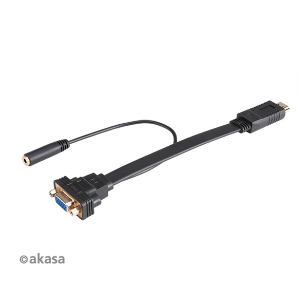 HDMI - VGA + 3,5mm audio jack 20cm Akasa fotó, illusztráció : AK-CBHD18-20BK