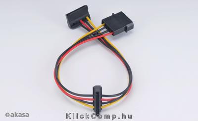 Molex - SATA adapter - 30cm - Akasa AK-CBPW01-30, Molex 4pin  - 2x SATA 15pin fotó, illusztráció : AK-CBPW01-30