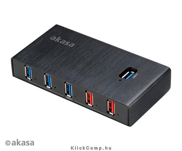 USB3.0 HUB 7db Akasa AK-HB-14BKCM fotó, illusztráció : AK-HB-14BKCM