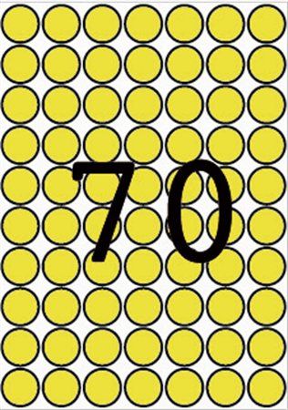 Etikett, 19 mm kör, színes, A5 hordozón, APLI, sárga, 560 etikett/csomag fotó, illusztráció : APLI-12103
