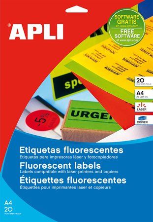 Etikett, 99,1x139 mm, színes, kerekített sarkú, APLI, neon piros, 80 etikett/cs fotó, illusztráció : APLI-12997