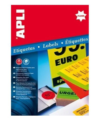 Etikett, 60 mm kör, színes, APLI, neon sárga, 240 etikett/csomag fotó, illusztráció : APLI-2866