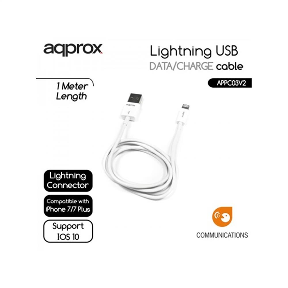 Kábel -  USB to Lightning (Apple, iPhone, iPad) APPROX fotó, illusztráció : APPC03V2
