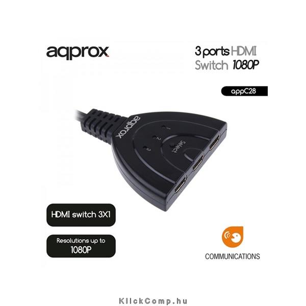 HDMI Switch 1080P 3 portos APPROX APPC28 fotó, illusztráció : APPC28