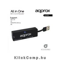 Mini kártyaolvasó All-in-one (Micro SD  SD  MS MS-PRO  MSDuo  M2) Fekete APPROX APPCR01B APPCR01B fotó