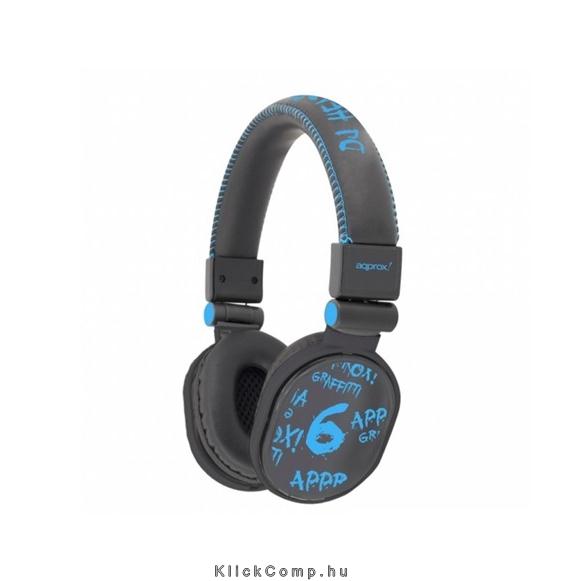 DJ Graffiti fejhallgató 1,5m kábel, 2db 3,5mm Jack Fekete-kék fotó, illusztráció : APPDJGBL