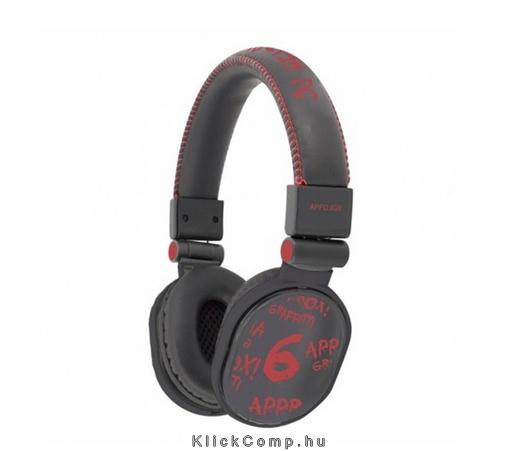 DJ Graffiti fejhallgató 1,5m kábel, 2db 3,5mm Jack Fekete-piros fotó, illusztráció : APPDJGR