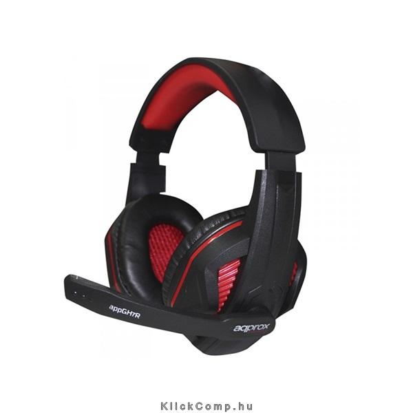 Gaming Headset 40mm sztereó hangszoró, 2m kábel Fekete-piros fotó, illusztráció : APPGH7R