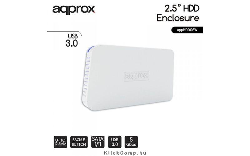 HDD ház 2,5  USB3.0 Sata külső merevlemez ház Fehér fotó, illusztráció : APPHDD06W