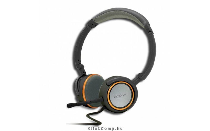 Sztereo fejhallgató leválasztható mikrofonnal 2m kábel, 2db 3,5mm Jack Narancs fotó, illusztráció : APPHS05O