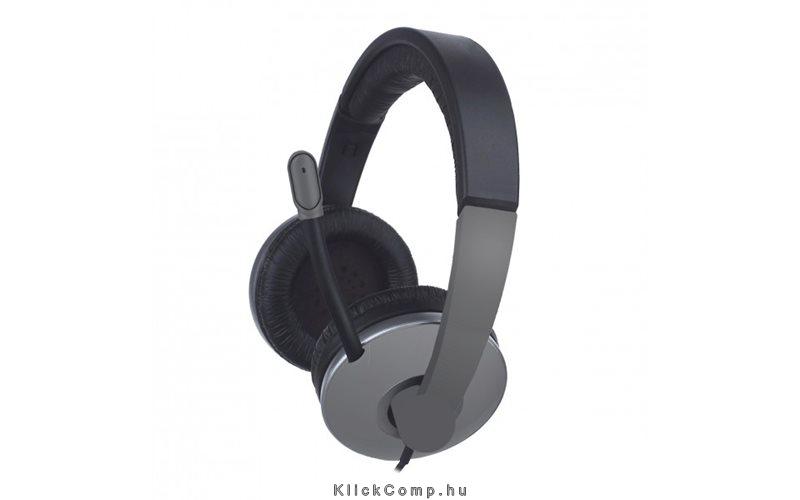 Sztereo fejhallgató mikrofonnal 1,8m kábel, 3,5mm Jack Fekete-szürke fotó, illusztráció : APPHS06PRO