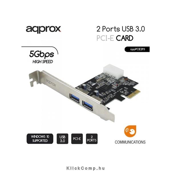 USB 3.0 2db PCI Express Kártya Low and High Profile APPROX fotó, illusztráció : APPPCIE2P3