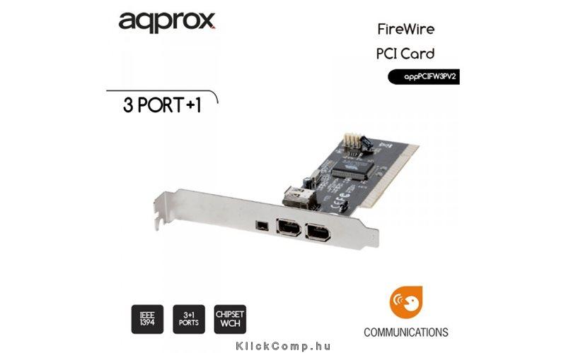 3 port Fireware PCI Kártya fotó, illusztráció : APPPCIFW3PV2