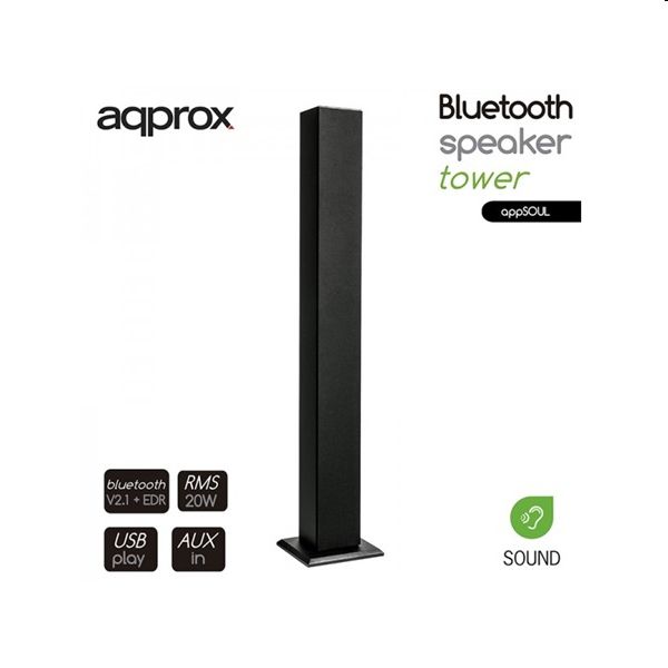 Speaker torony Bluetooth (BT, 2.1 Stereo Speakers, 3.5mm Audio Jack, 1m magas) fotó, illusztráció : APPSOUL