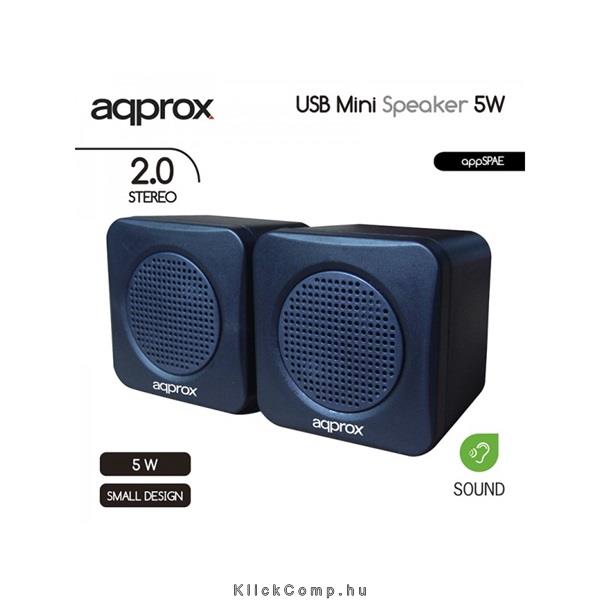 Mini Hangszóró Szett 2.0 5W (3.5mm - USB) Fekete APPROX APPSPAE fotó, illusztráció : APPSPAE
