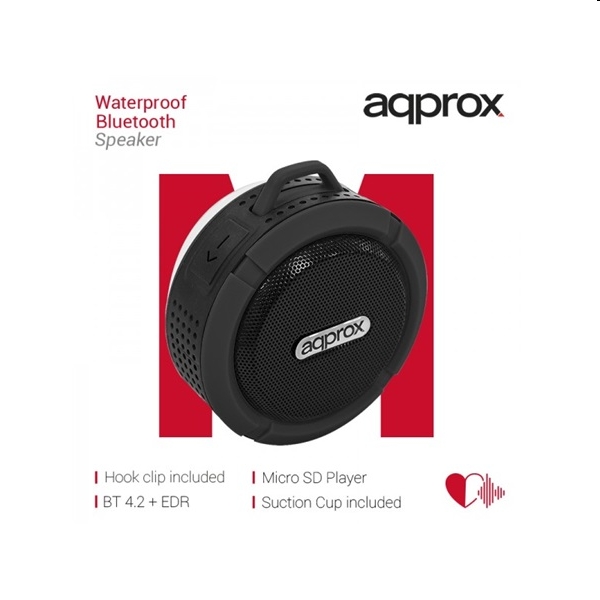 Hangszóró Bluetooth Vízálló kialakítás FM rádió MicroSD slot Fekete fotó, illusztráció : APPSPWPB