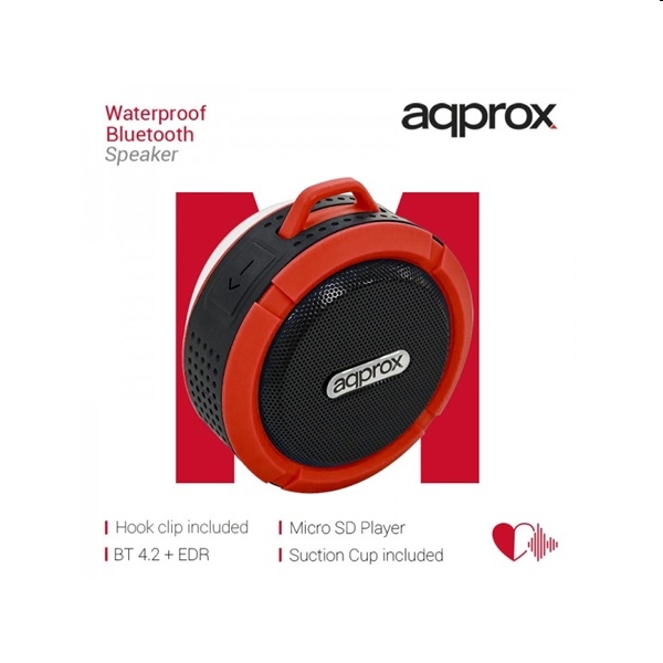 Hangszóró Bluetooth Vízálló kialakítás FM rádió MicroSD slot Piros fotó, illusztráció : APPSPWPBR