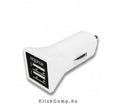 Autós töltő 5V/3.1A 2db USB2.0 Fehér fotó, illusztráció : APPUSBCAR31W